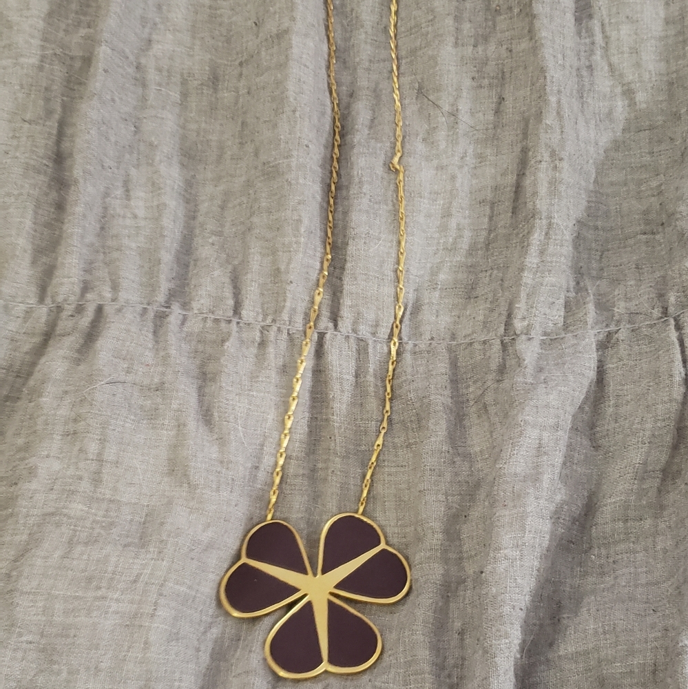 Pilgrim gold tone purple Floral necklace. NWT